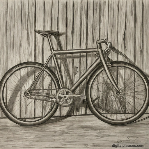 sketch of a cycle leaning against a wall