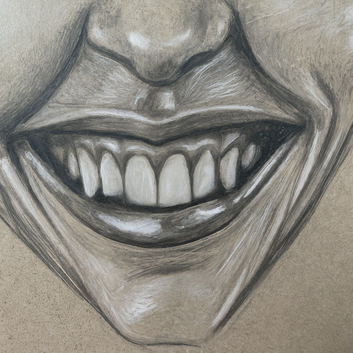 pencil sketch of a smile