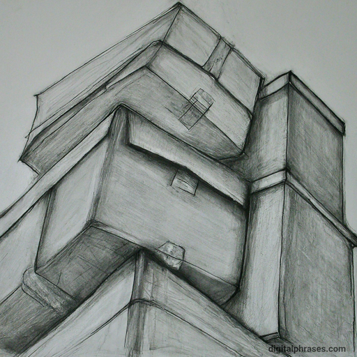 pencil sketch of a stack of boxes