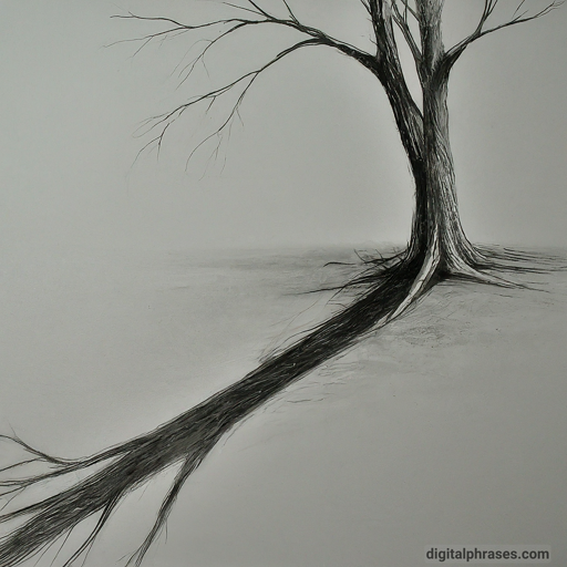 pencil sketch of a tree and its shadow