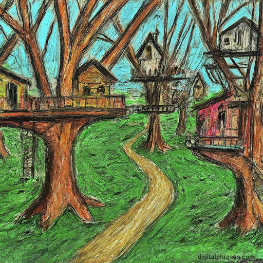 color sketch ofa. treehouse village