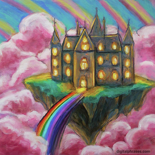 color sketch of a floating castle in the clouds