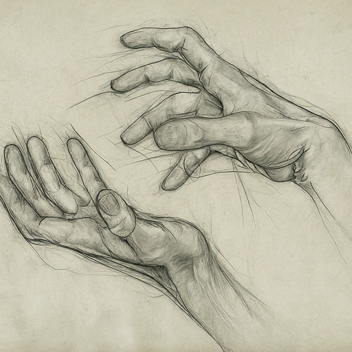pencil sketch of a pair of hands