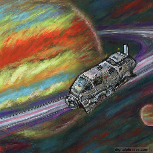 color sketch of a spaceship around a planet