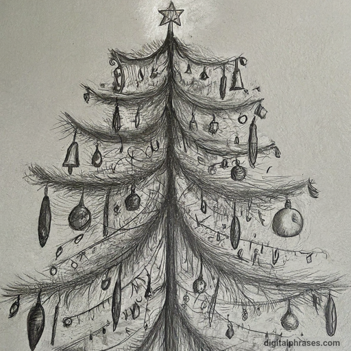 48 Easy Drawing Ideas pencil sketch of a decorated christmas tree