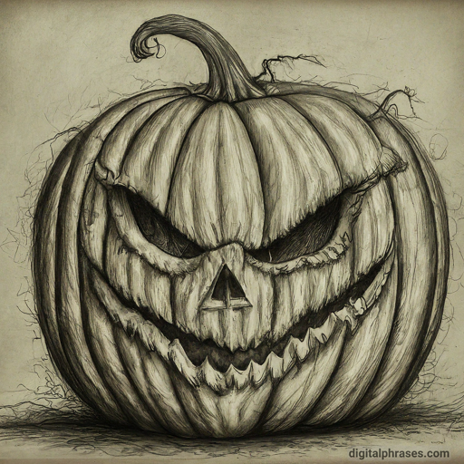 pencil sketch of a Spooky Jack-o'-Lantern
