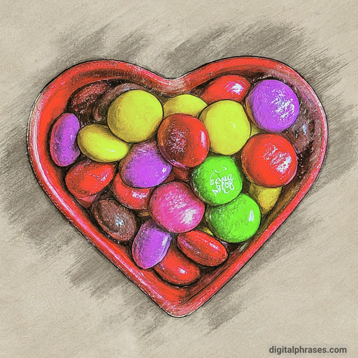 drawing of a Heart Filled with Candy for Valentine's Day