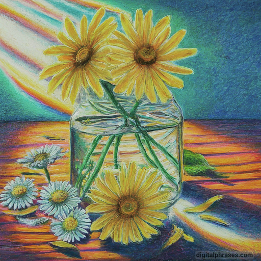 drawing of Flowers in a Glass Jar