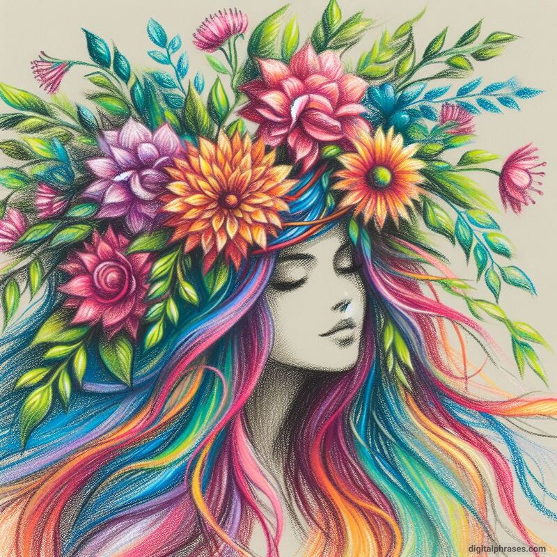 20 Drawing Ideas of Flowers drawing of A Flower Crown on a Person's Head