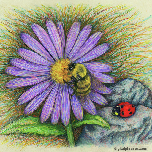 drawing of a Flower and Insect
