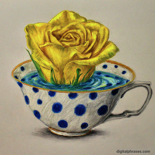 drawing of A Flower in a Teacup