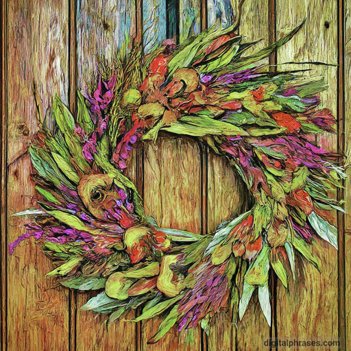 drawing of A Flower Wreath on a Door