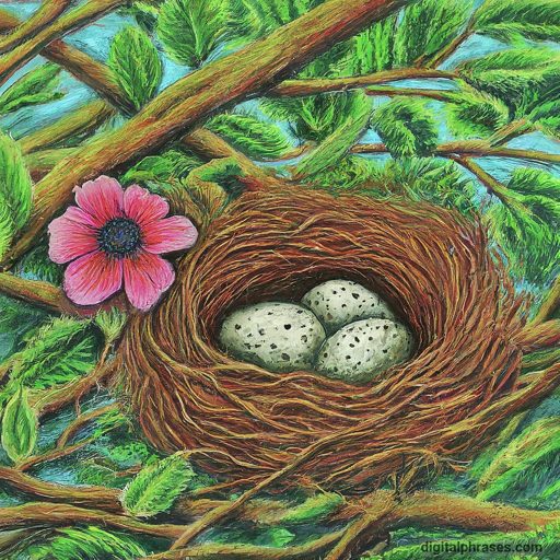 drawing of a Flower in a Bird's Nest