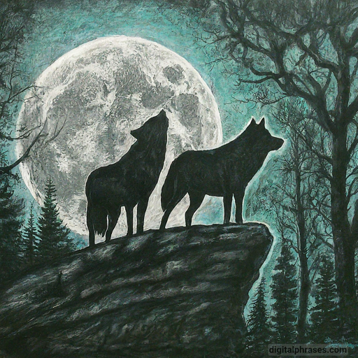 drawing of 2 wolves