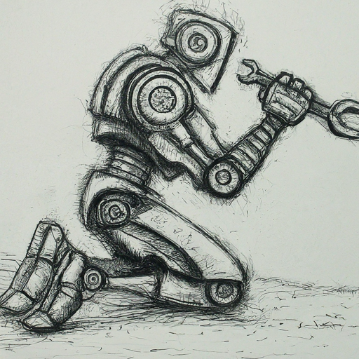 pencil sketch of a robot