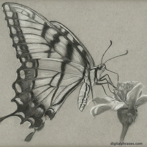 sketch of a butterfly on a flower