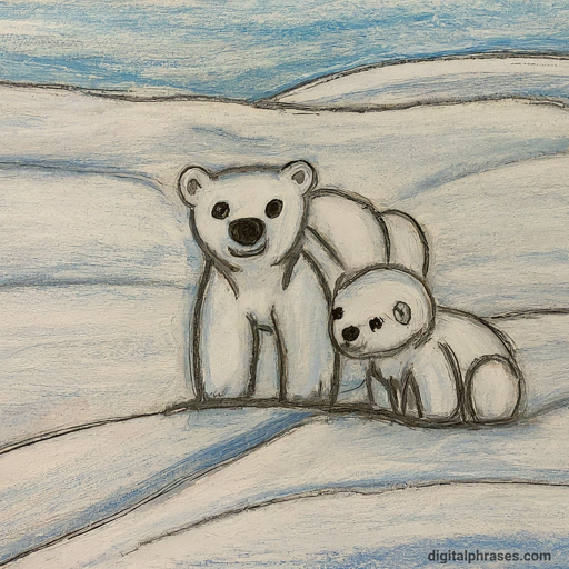 16 Drawing Ideas of Animals drawing of a polar bear and his cub