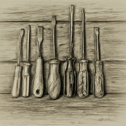 pencil sketch of a set of screwdrivers