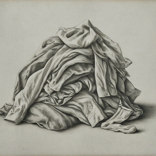 pencil sketch of a pile of clothes