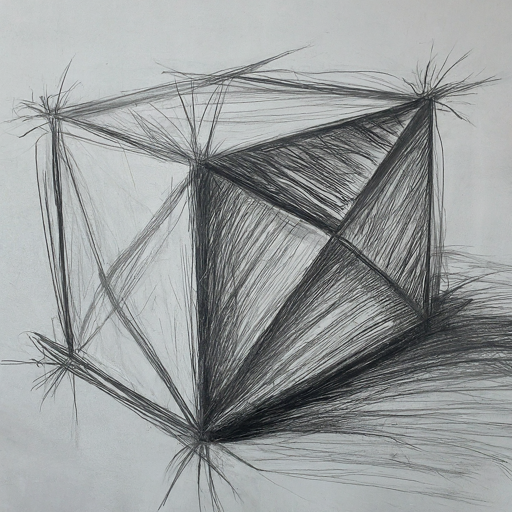 pencil sketch of a cube