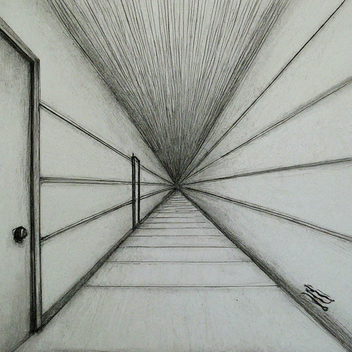 pencil sketch of a hallway