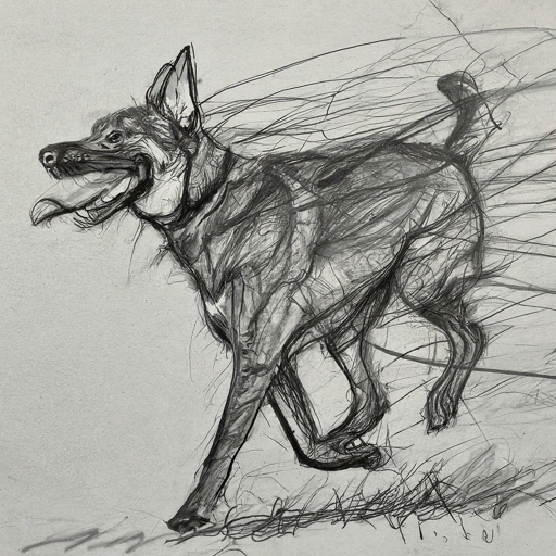 rough pencil sketch of dog