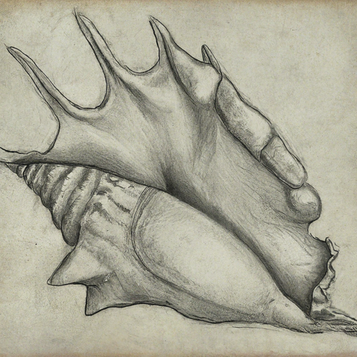 pencil sketch of a seashell
