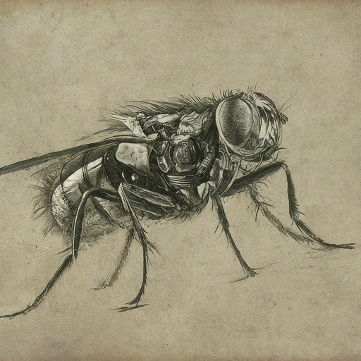 pencil sketch of an insect