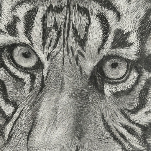 pencil sketch of the eyes of a tiger