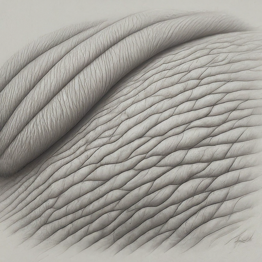 pencil sketch of a hair strand lying on a surface