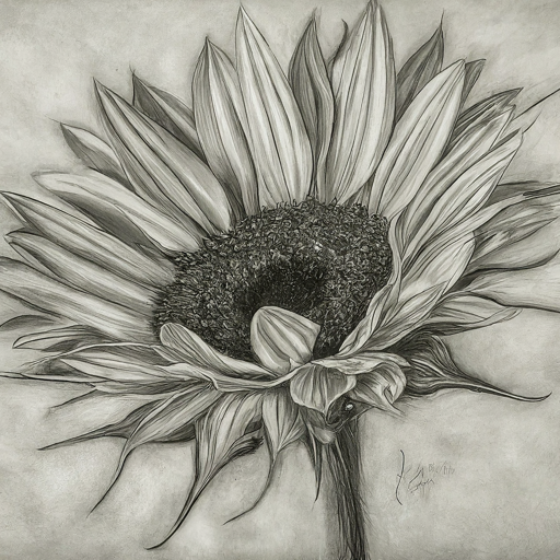 pencil sketch of a sunflower