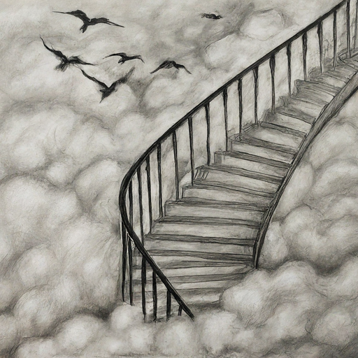 pencil sketch of a stairway to heaven