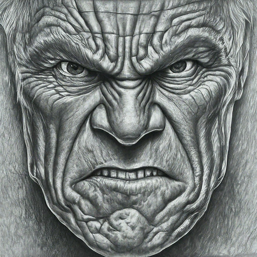 pencil sketch of an angry face of a man