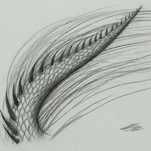 pencil sketch of a dragon's tail