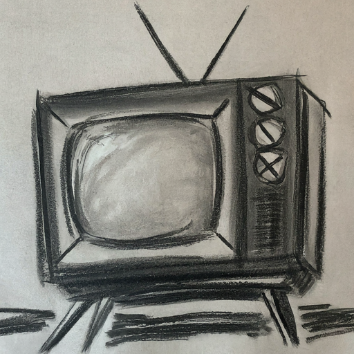 charcoal sketch of a television