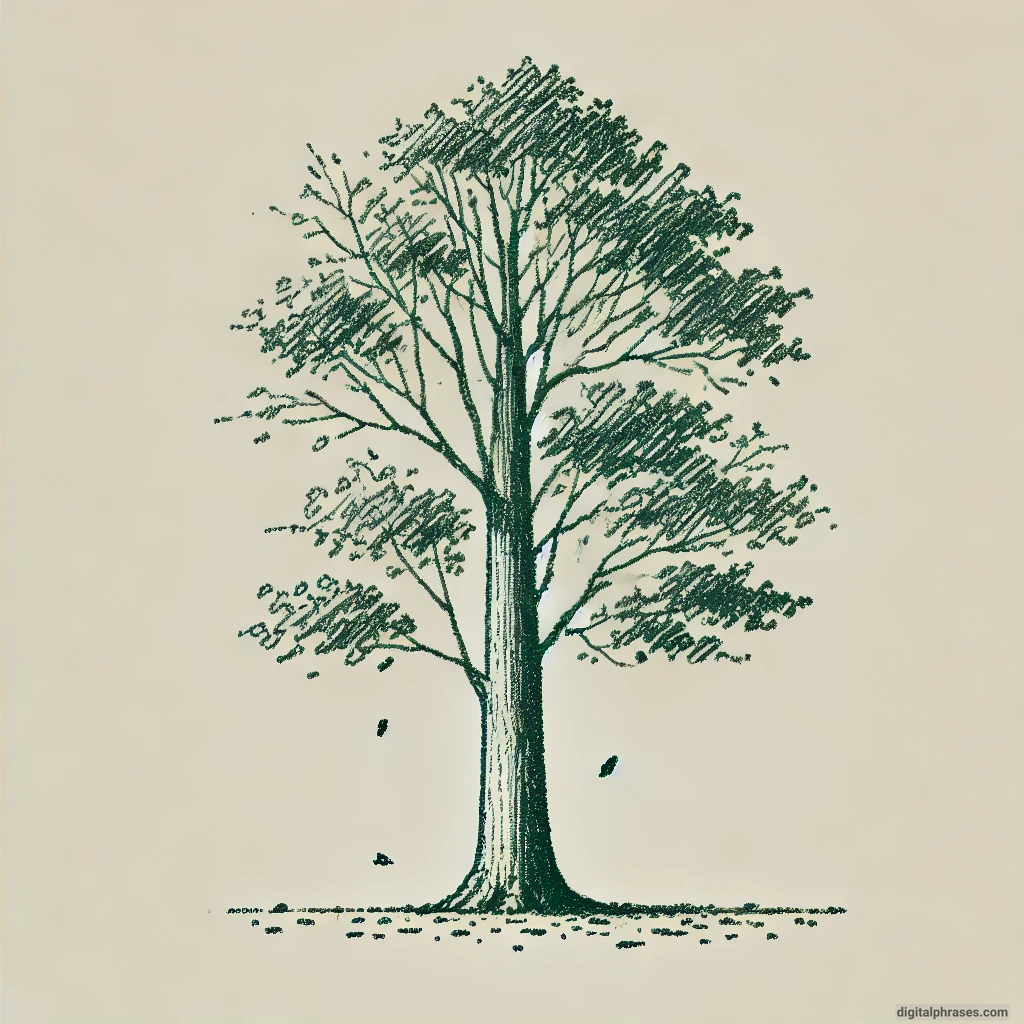 20 Fall/Autumn Drawing Ideas Focusing on Trees and Leaves drawing of a Towering Elm Tree with Leaves Scattered on the Ground