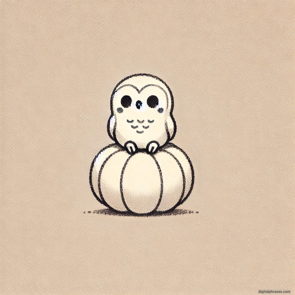 20 Cute Happy and Simple Halloween Drawing Ideas sketch of A Cute Owl Sitting on a Pumpkin