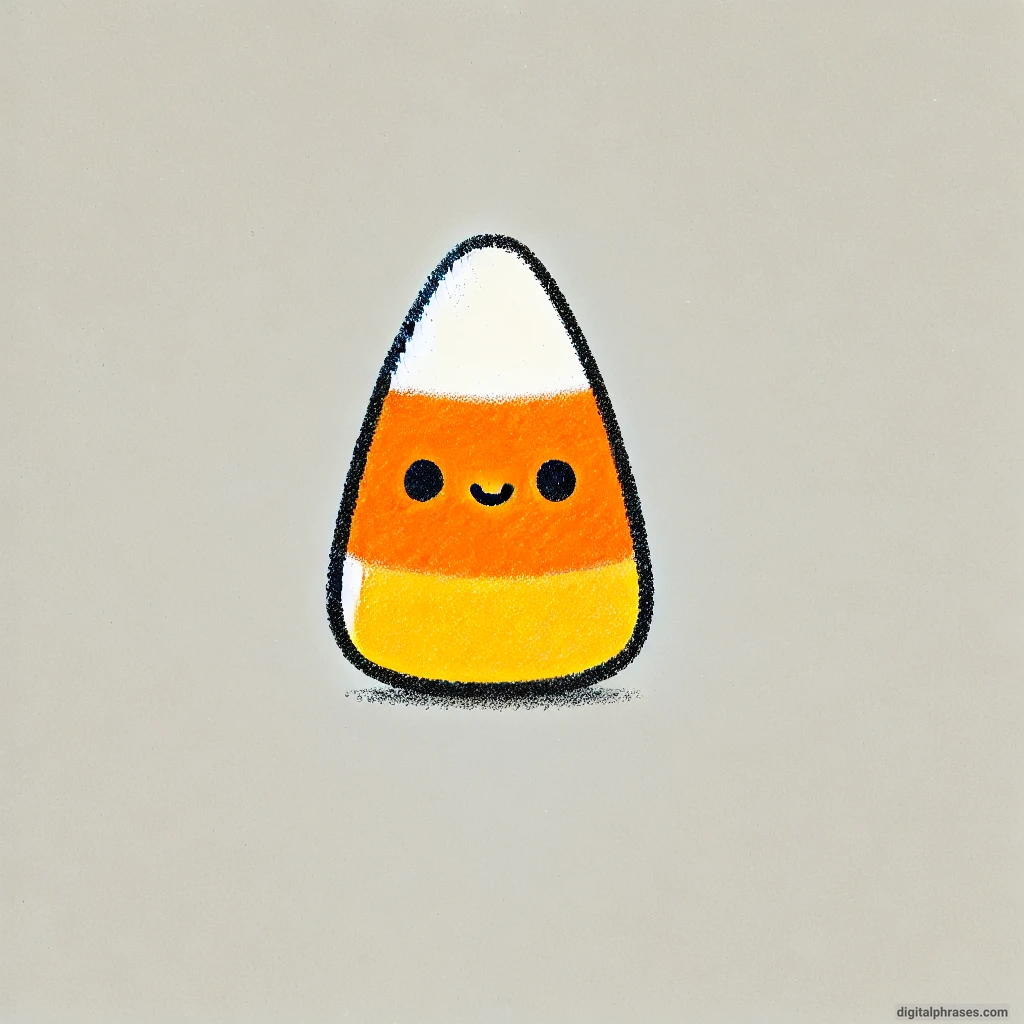 20 Cute Happy and Simple Halloween Drawing Ideas sketch of A Smiling Candy Corn with Eyes and a Mouth