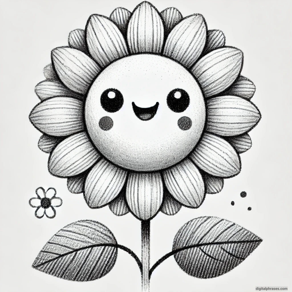 30 Easy, Cute and Simple Fall Drawing Ideas sketch of a sunflower