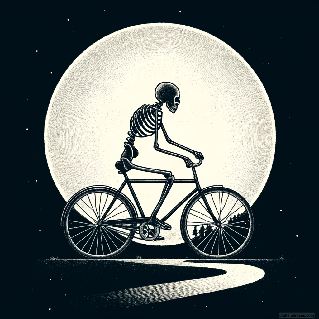 22 Skeleton Halloween Drawing Ideas drawing of Skeleton Riding a Bicycle on a Moonlit Night