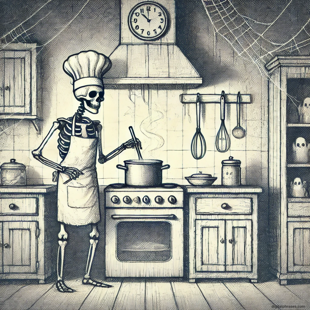 22 Skeleton Halloween Drawing Ideas drawing of Skeleton Chef Cooking in a Spooky Kitchen