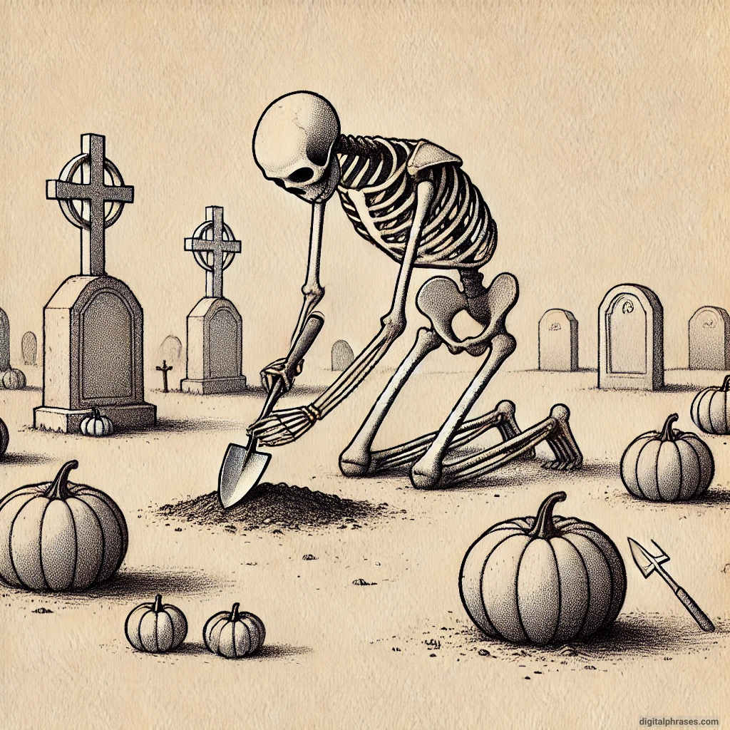 22 Skeleton Halloween Drawing Ideas drawing of Skeleton Gardener Planting Pumpkins in a Graveyard