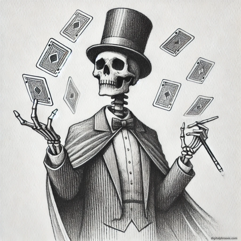 22 Skeleton Halloween Drawing Ideas drawing of Skeleton Magician Performing Tricks with Cards