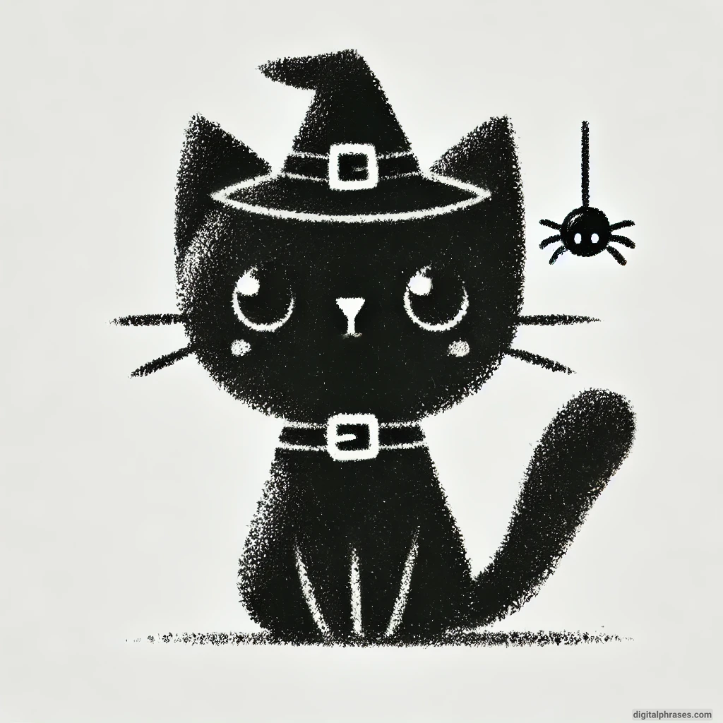 30 Easy, Cute and Simple Fall Drawing Ideas sketch of a black cat