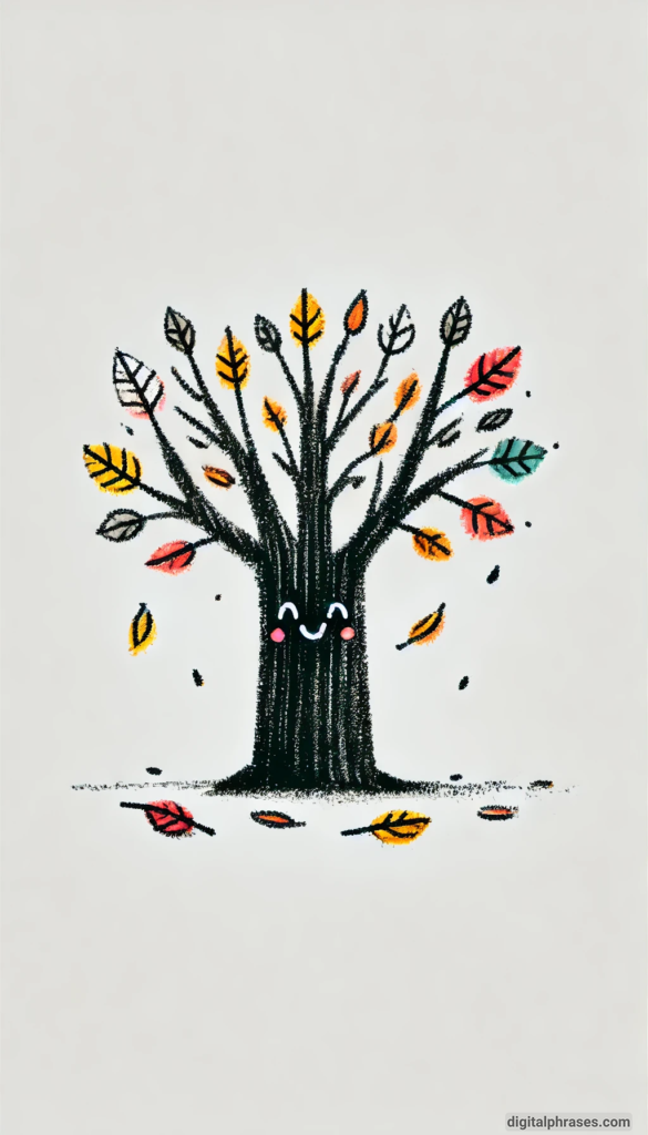 30 Easy, Cute and Simple Fall Drawing Ideas sketch of a tree with colorful leaves