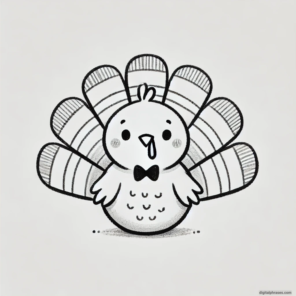 30 Easy, Cute and Simple Fall Drawing Ideas sketch of a turkey