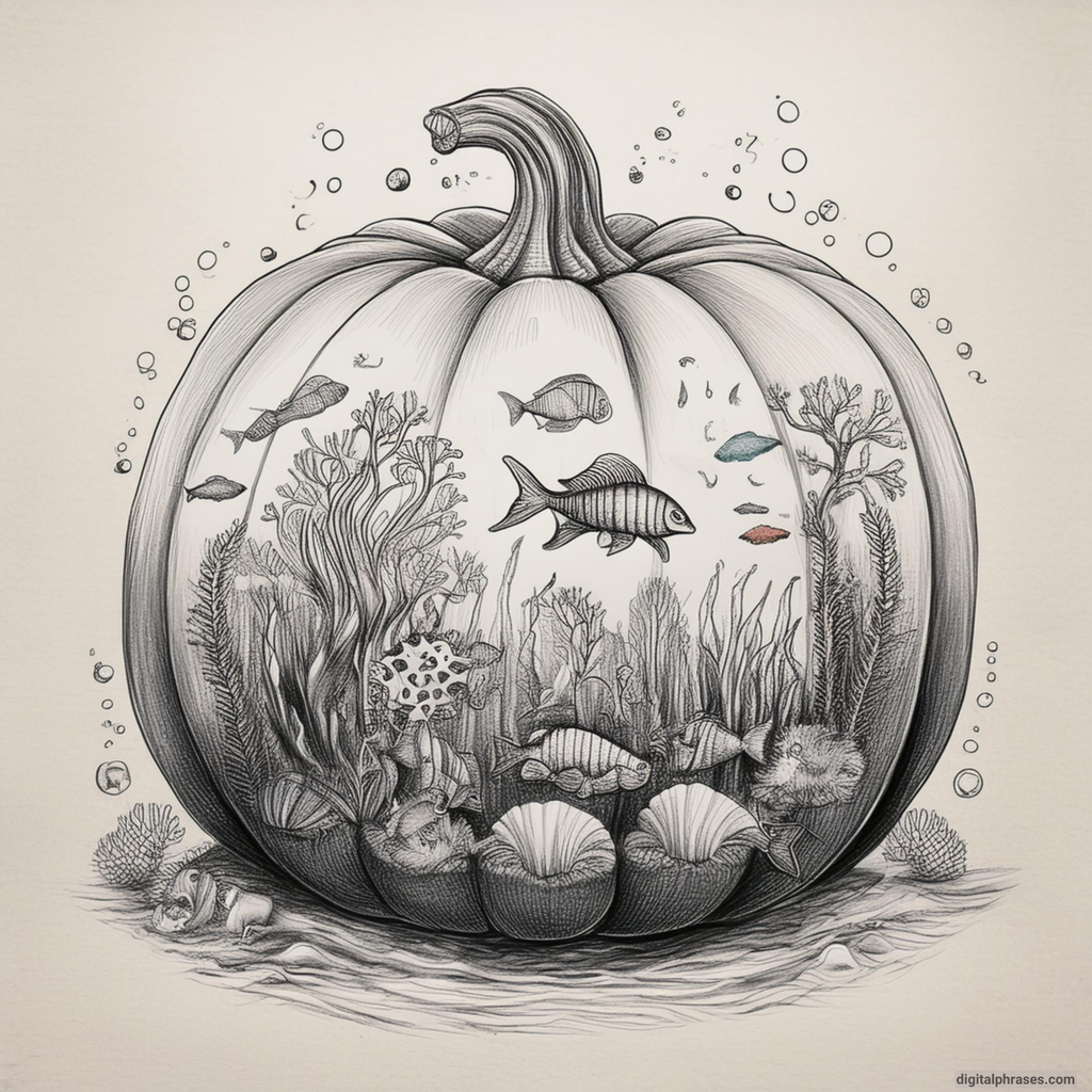 23 Pumpkin Halloween Drawing Ideas Underwater Pumpkin Scene with Mermaids and Sea Creatures