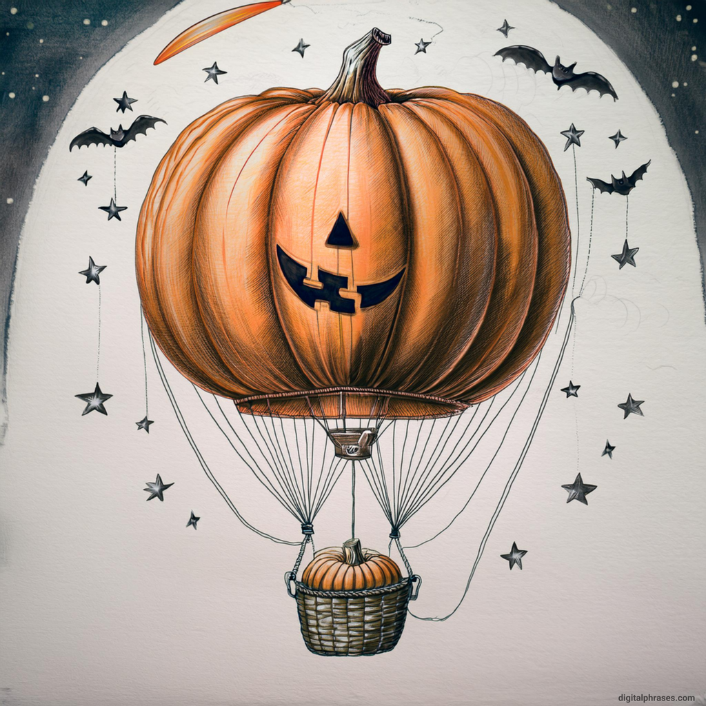 23 Pumpkin Halloween Drawing Ideas Pumpkin Hot Air Balloon Soaring Over a Night Sky