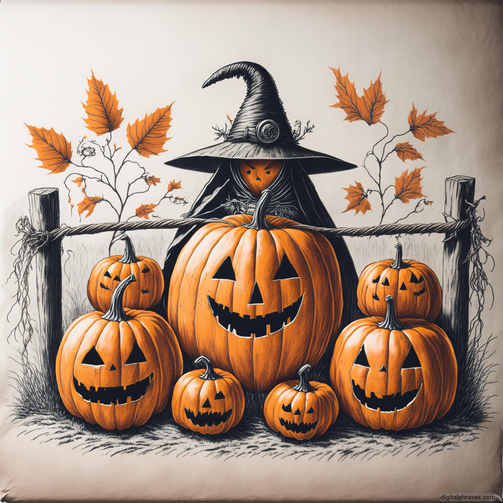 23 Pumpkin Halloween Drawing Ideas Pumpkin Patch with Various Expressions and Costumes