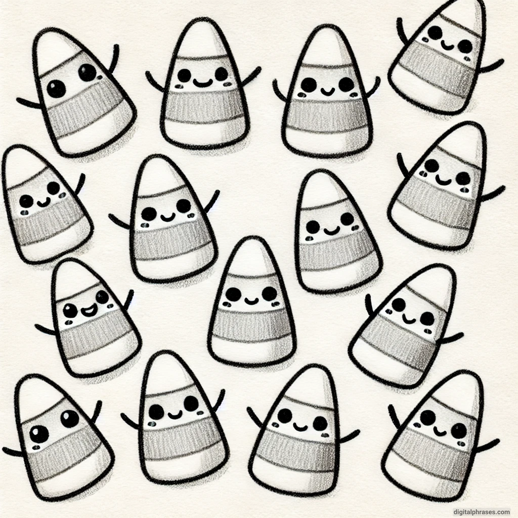 30 Easy, Cute and Simple Fall Drawing Ideas sketch of candy corn characters